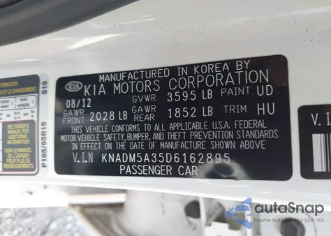 2013 Kia Rio Lx z USA, uszkodzony, nr VIN KNADM5A35D6162895